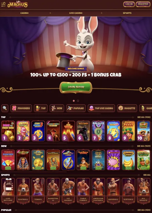 Lobby principal slots enchantement Magius Casino